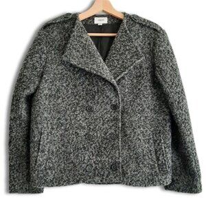 HYDEN YOO Boucle Double Breasted Boxy Jacket Short Coat Grey Sz M